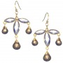 Iolite and Smoky Quartz Hanging Leaf Drop Earrings